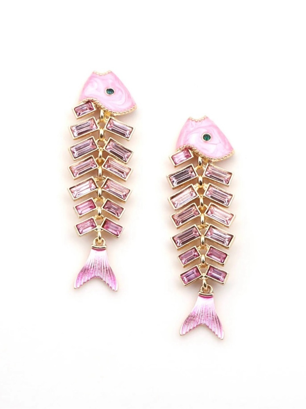 Romantic Dangle Pink Fishbone Earrings - Designer Women Jewelry
